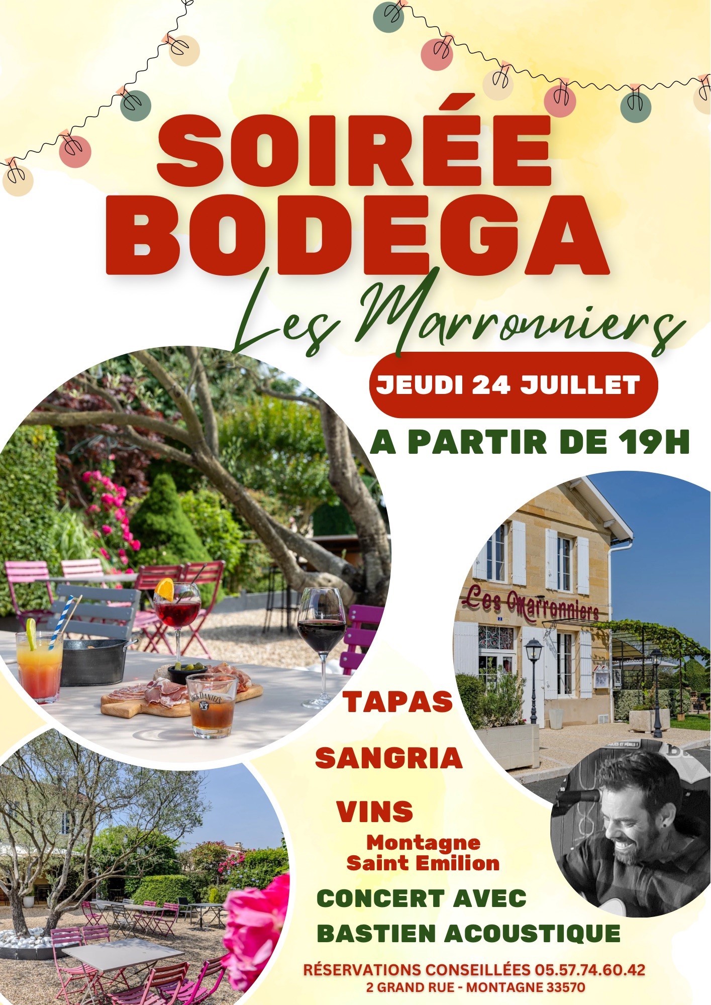 Soirée Bodega, op het terras van Restaurants Les Marronniers